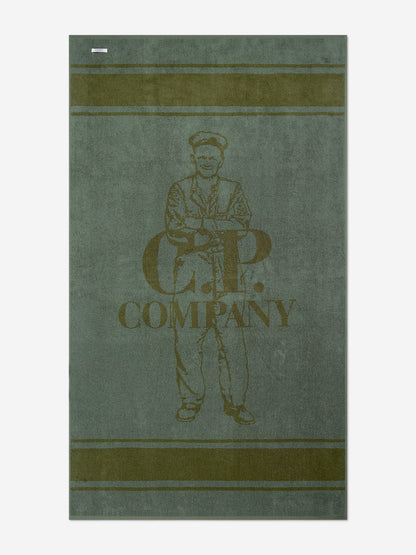 Boys Logo Beach Towel in Green (188 x 92cm)