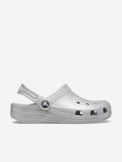 Crocs 女童经典闪光木屐（银色）