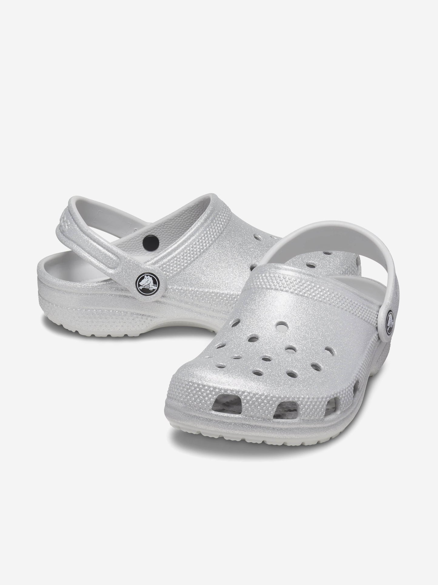 Crocs 女童经典闪光木屐（银色）