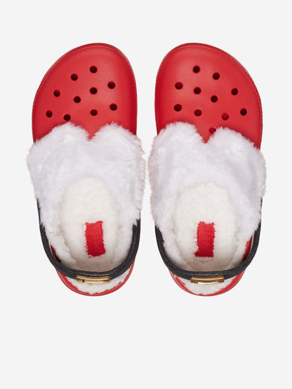 Crocs Kids Classic Lined Santa Clog in Red
