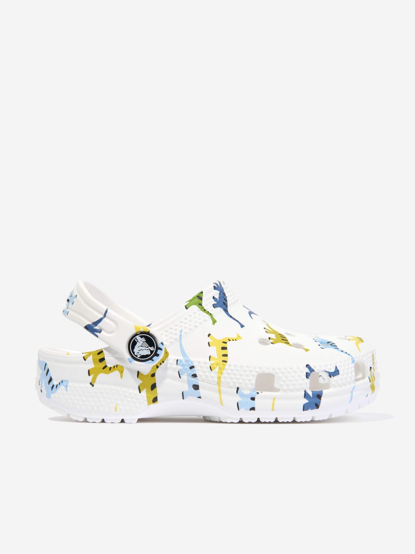 Crocs 男童经典人物恐龙印花木屐（白色）