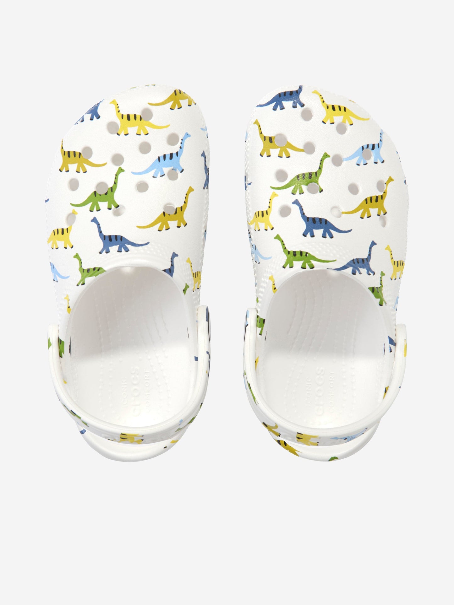 Crocs 男童经典人物恐龙印花木屐（白色）