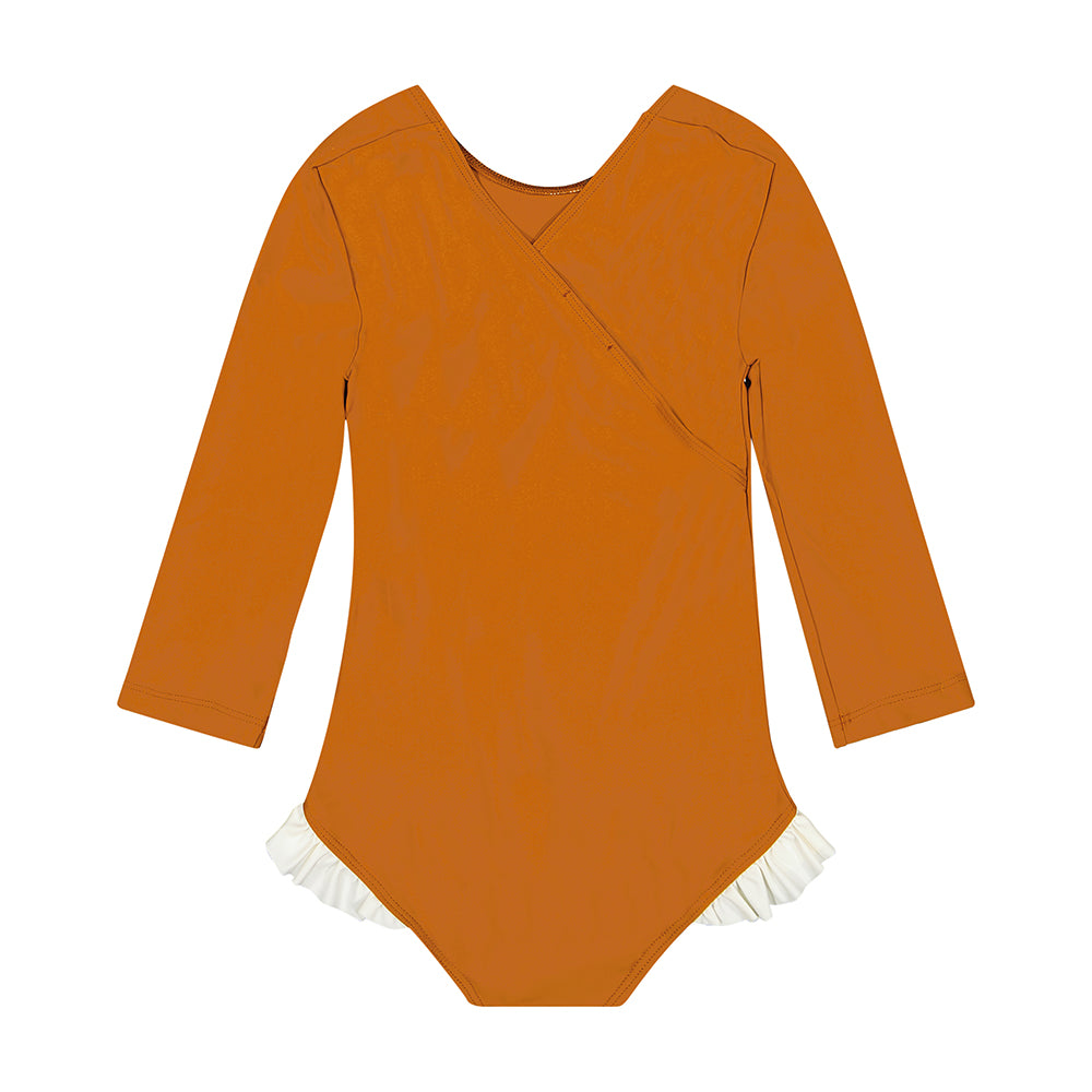 女童焦糖色防晒泳衣(UPF50+)