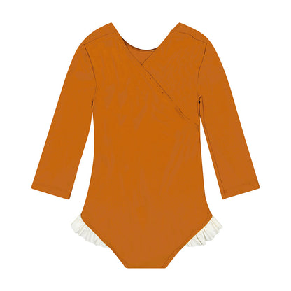 女童焦糖色防晒泳衣(UPF50+)