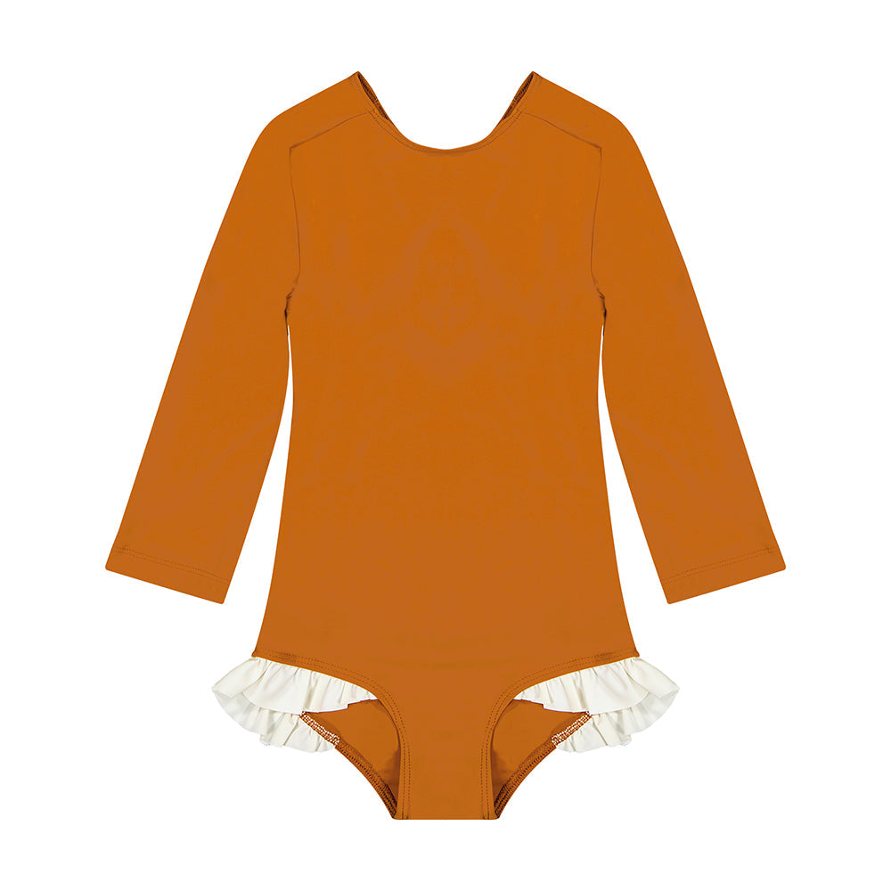 女童焦糖色防晒泳衣(UPF50+)