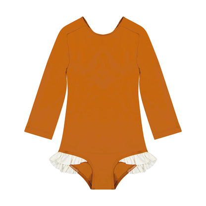 女童焦糖色防晒泳衣(UPF50+)