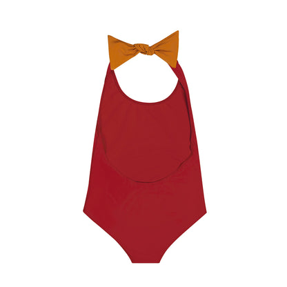 女童红色防晒泳衣(UPF50+)