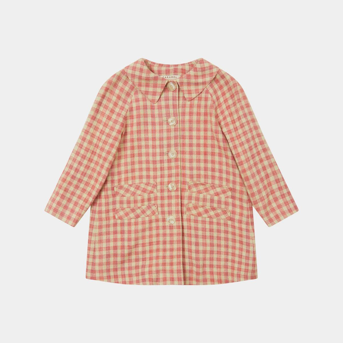 女童粉色格子外套