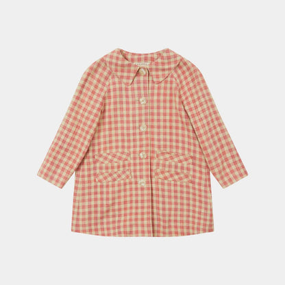 女童粉色格子外套