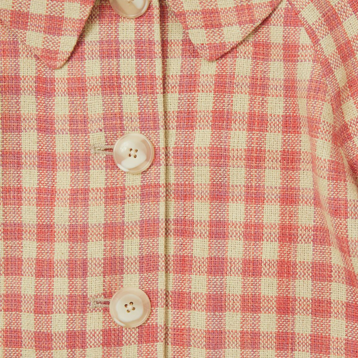 女童粉色格子外套