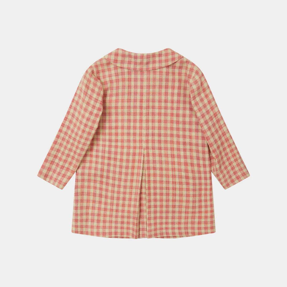 女童粉色格子外套