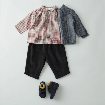 女婴粉色格子棉衬衫