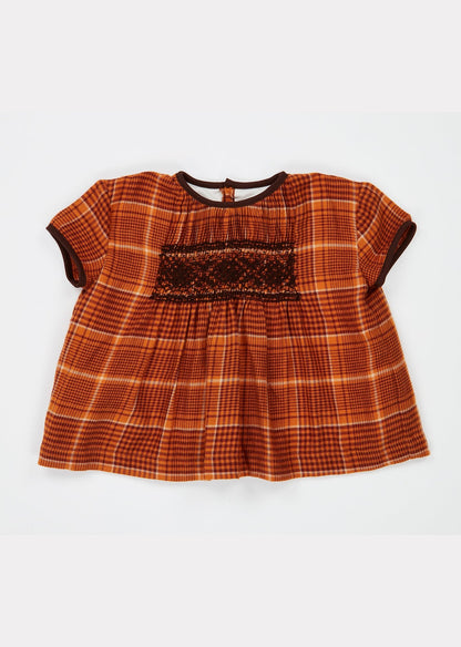 Baby Girls Orange Check Dove Tunic Set