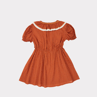 Girls Rust Dots Cotton Dress