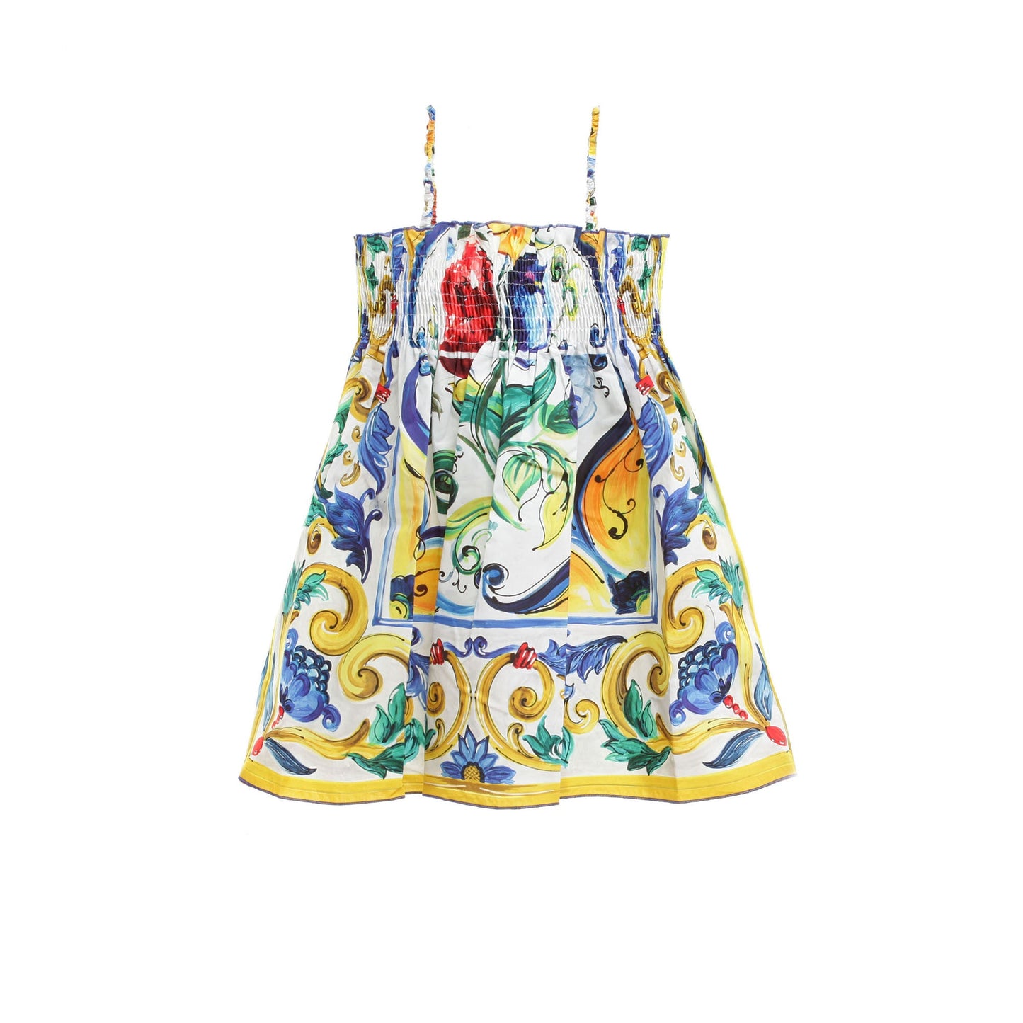 Girls Multicolor Fancy Printed Dress With Shoulder-Straps