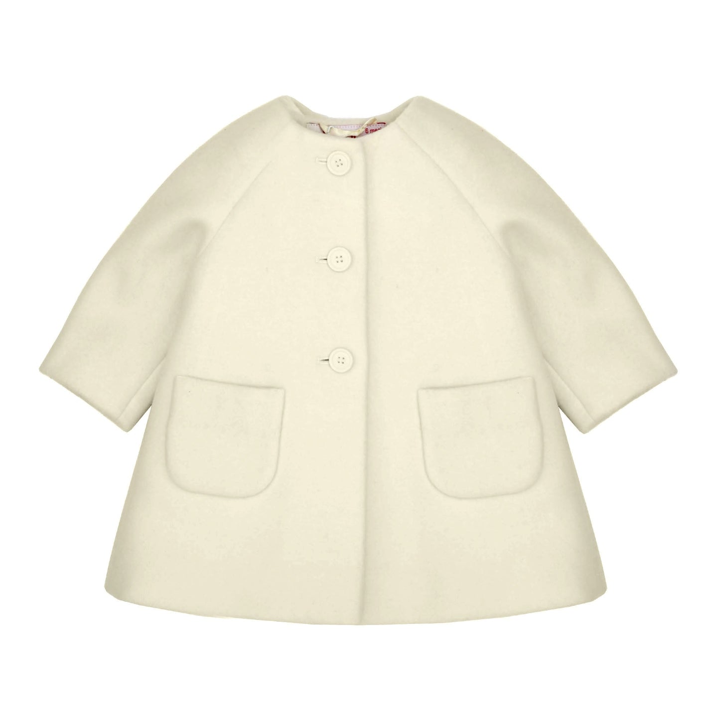 Baby Girls Milk White Patch Pocket Woven Coat