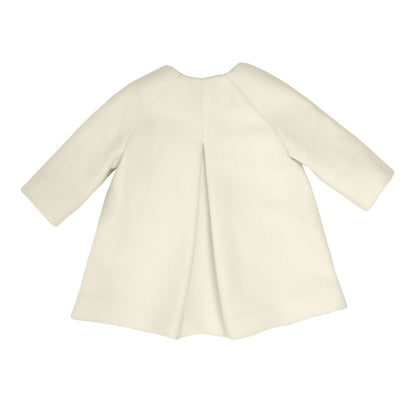 Baby Girls Milk White Patch Pocket Woven Coat