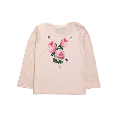 Baby Girls Pink T-Shirt With Cat Head Print Trims