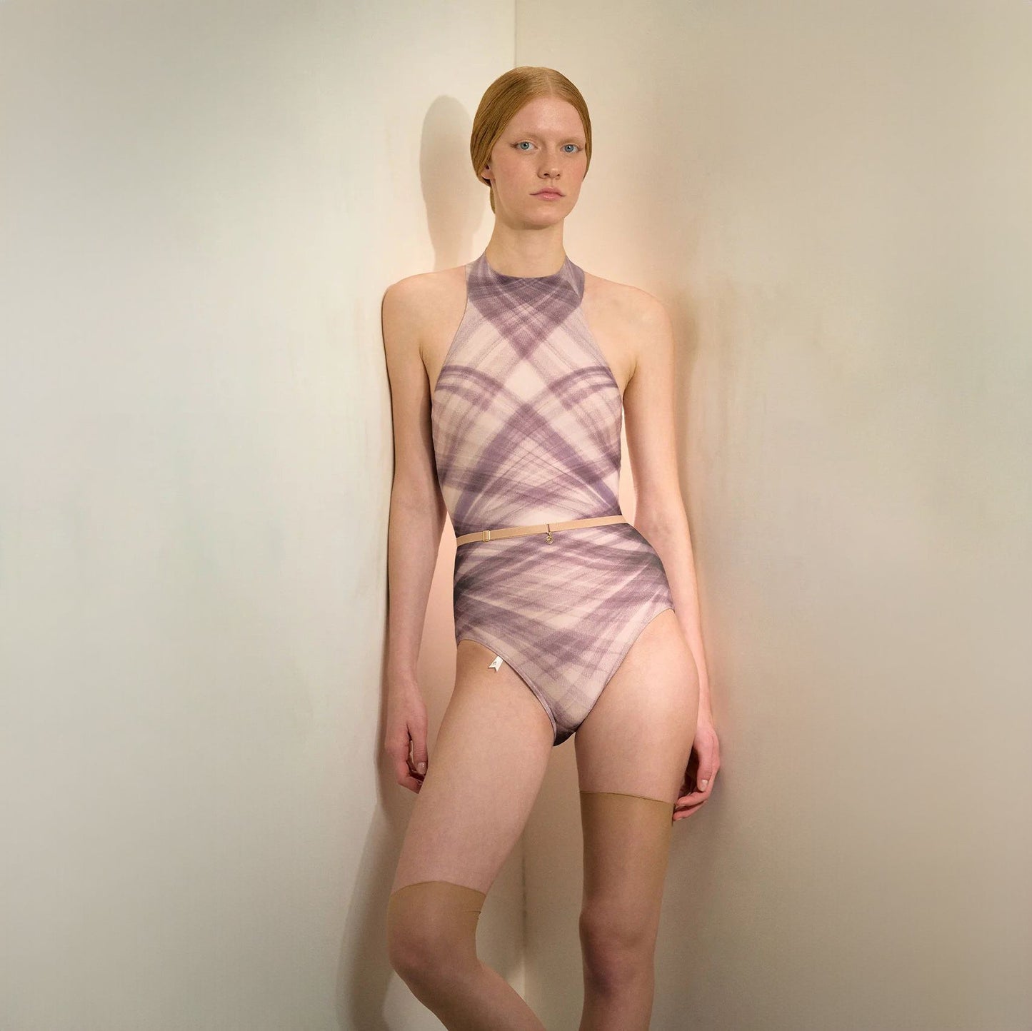 女士靛蓝色格子"TULLE PLIÉ"芭蕾舞连体衣(201LE20VL/indigo)