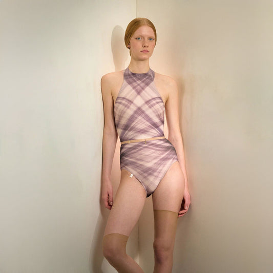 女士靛蓝色格子"TULLE PLIÉ"芭蕾舞连体衣(201LE20VL/indigo)