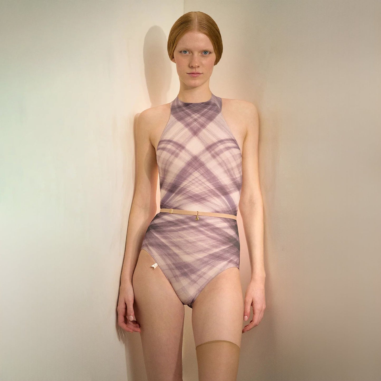 女士靛蓝色格子"TULLE PLIÉ"芭蕾舞连体衣(201LE20VL/indigo)