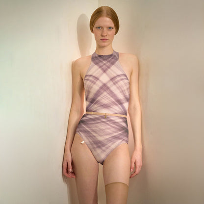 女士靛蓝色格子"TULLE PLIÉ"芭蕾舞连体衣(201LE20VL/indigo)