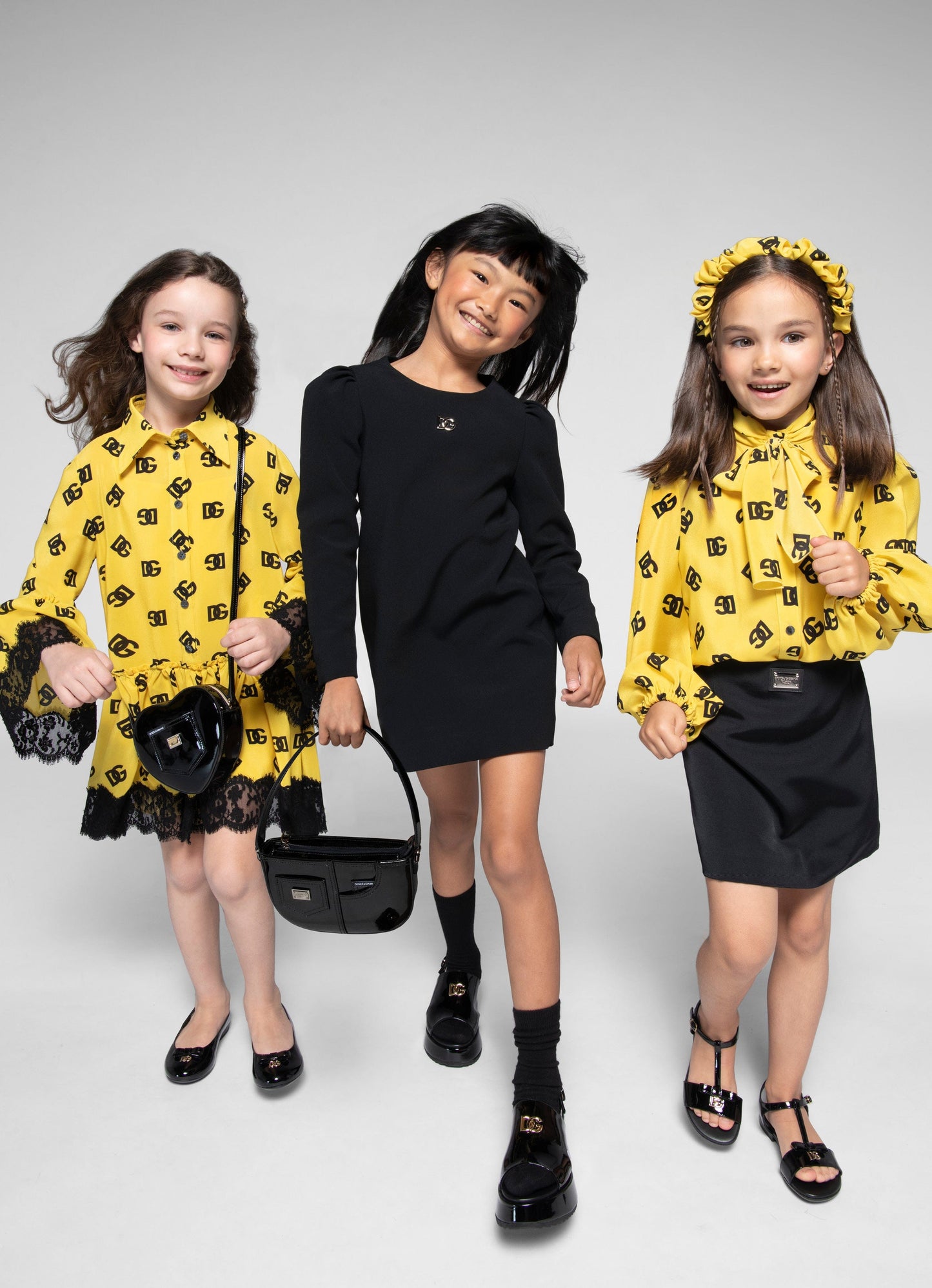 Dolce & Gabbana 女童黑色金属徽标连衣裙