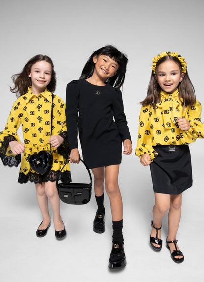 Dolce & Gabbana 女童黑色金属徽标连衣裙