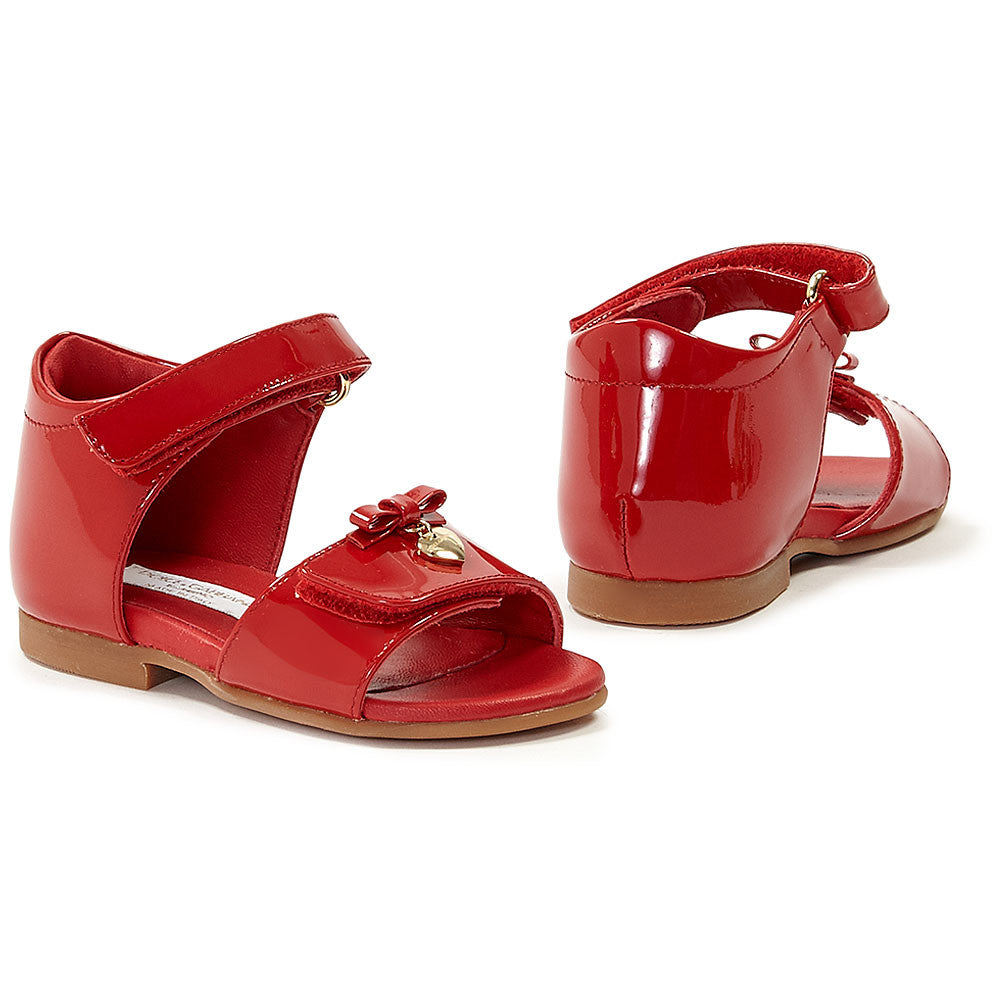Baby Girls Red Velcro Buckle Leather Sandals