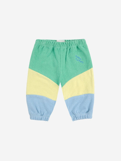 Green color block jogging pants