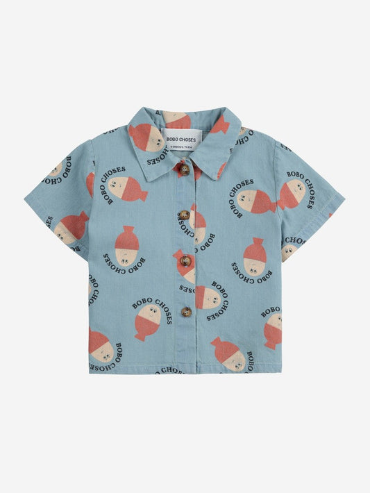 Morning Egg all over denim shirt