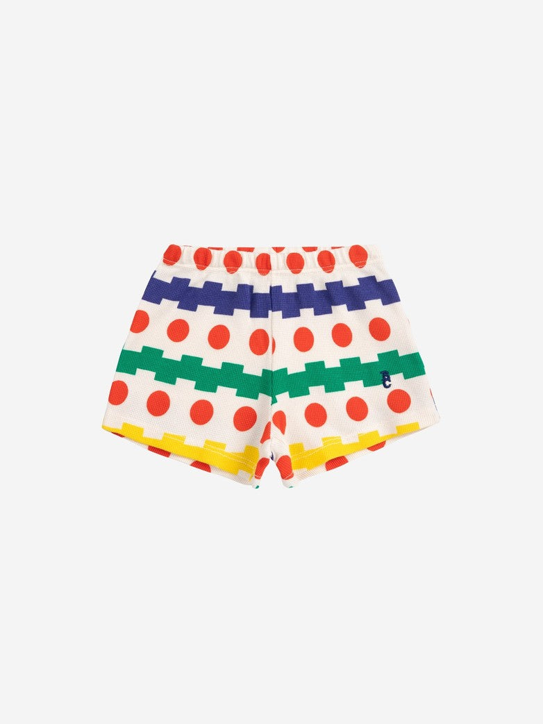 Geometrical all over waffle shorts