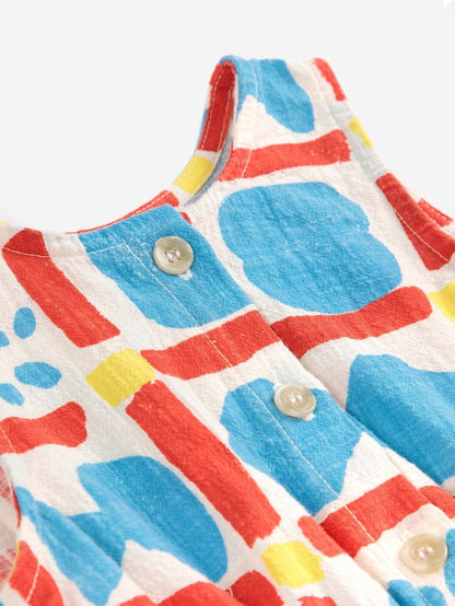 Geometric Game all over woven romper