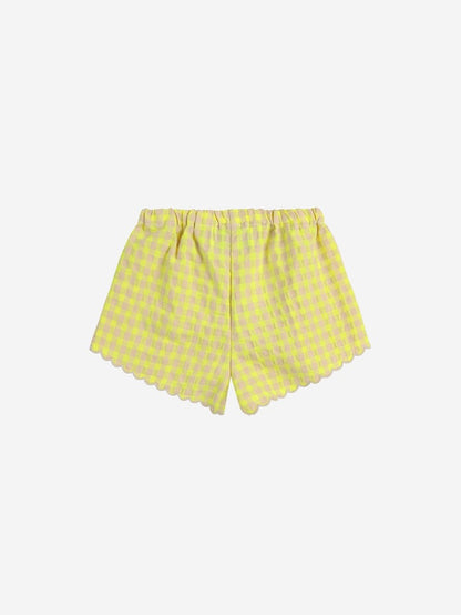 Vichy ruffle woven shorts