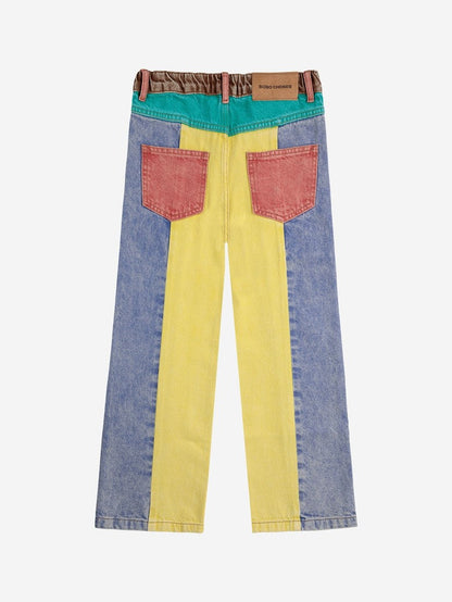 Color block denim pants