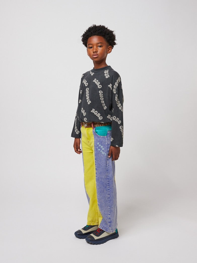 Color block denim pants