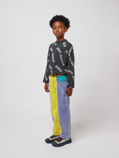 Color block denim pants