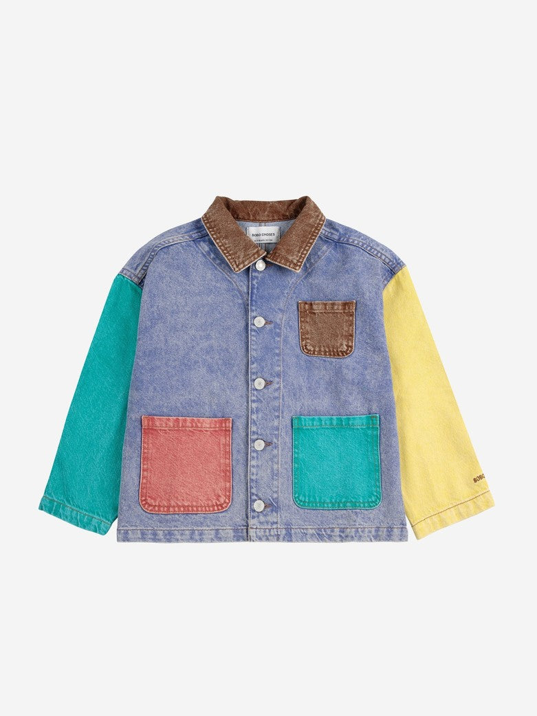 Color block denim jacket