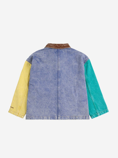 Color block denim jacket