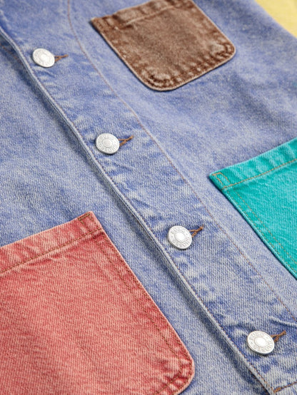 Color block denim jacket