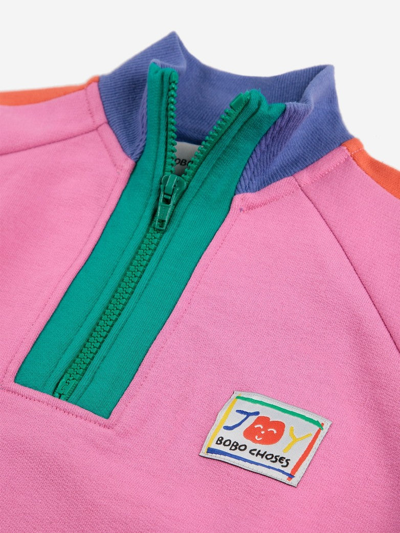 Smiling color block 1/4 zipped sweatshirt