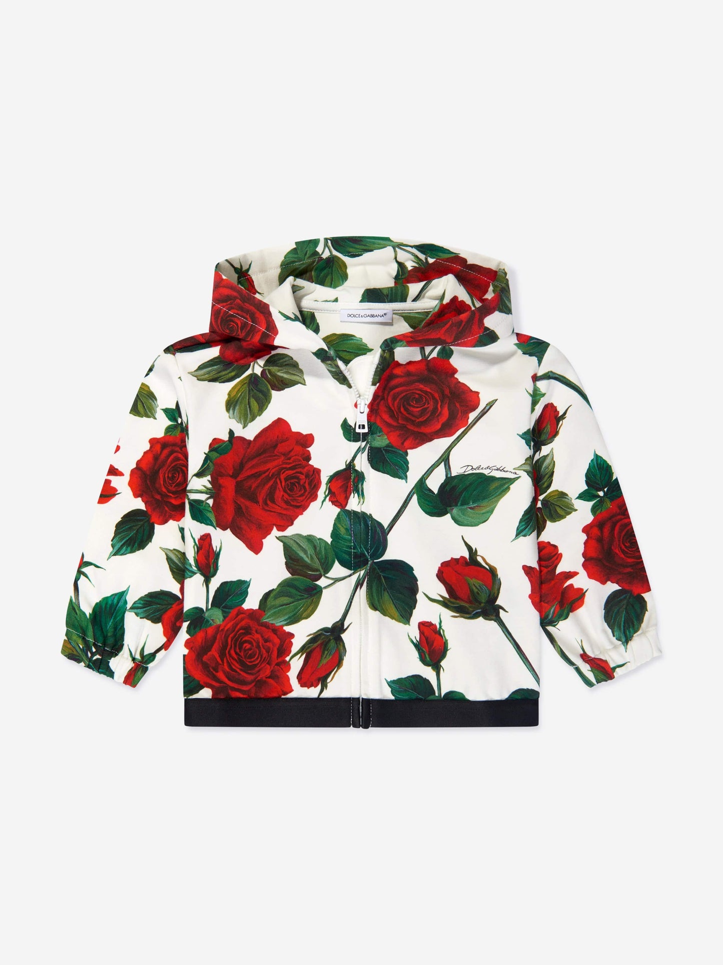 Dolce & Gabbana 女婴玫瑰拉链上衣（白色）