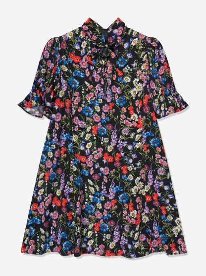 Dolce & Gabbana 女童黑色真丝野花连衣裙