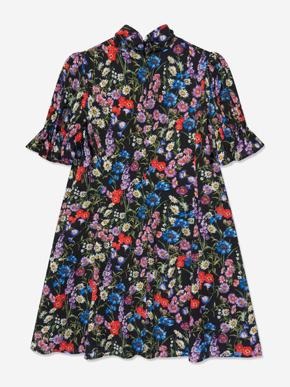 Dolce & Gabbana 女童黑色真丝野花连衣裙