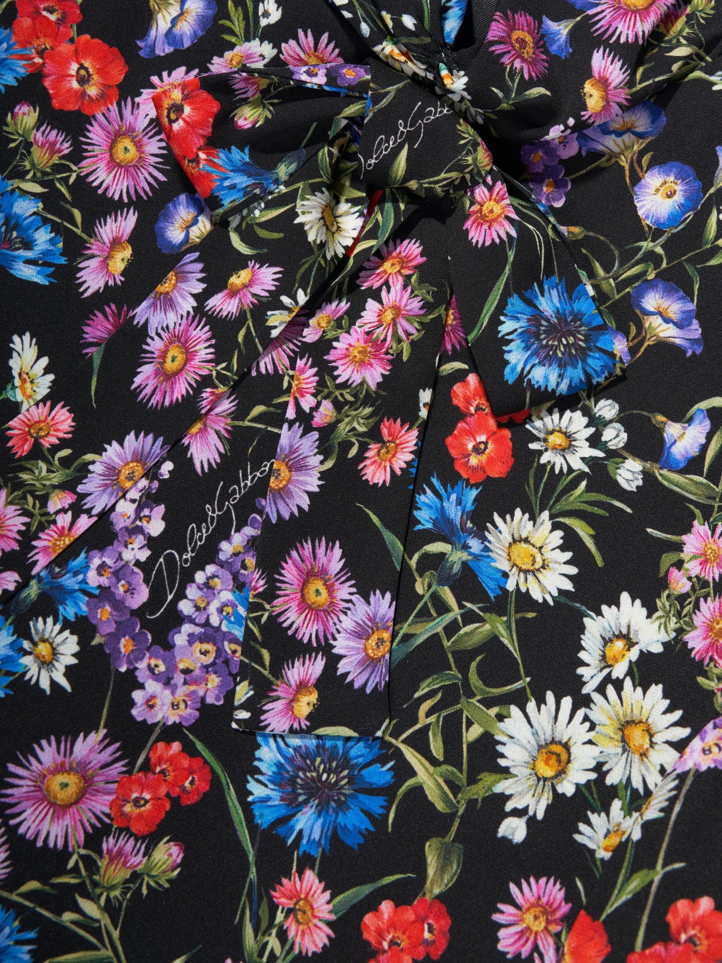 Dolce & Gabbana 女童黑色真丝野花连衣裙