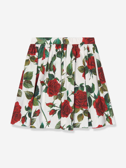 Dolce & Gabbana 女童白色玫瑰印花半身裙