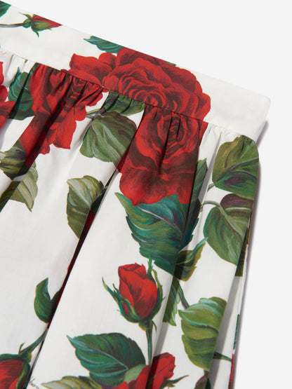 Dolce & Gabbana 女童白色玫瑰印花半身裙