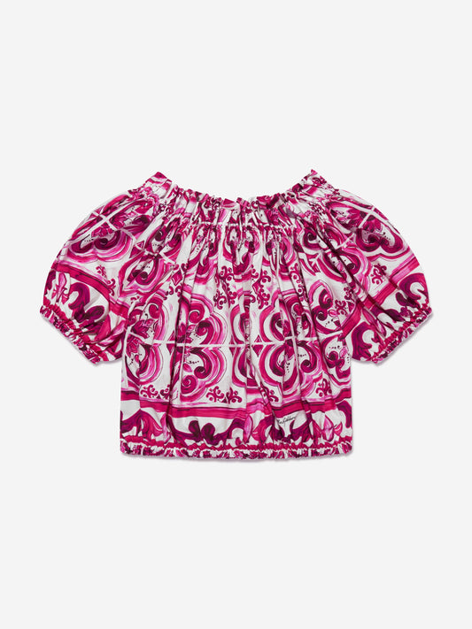 Dolce & Gabbana 女童 Majolica 短款衬衫（粉色）