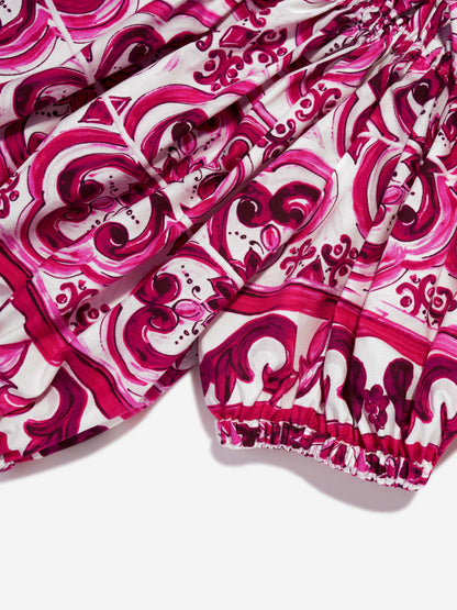Dolce & Gabbana 女童 Majolica 短款衬衫（粉色）