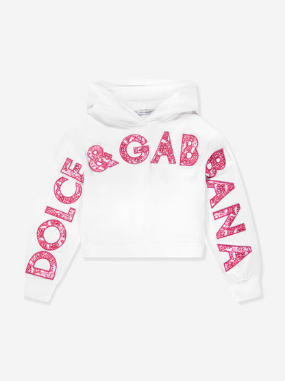 Dolce & Gabbana 女童白色徽标连帽衫